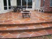 Stamped Overlay With Rock Pattern and Waterbased Stain